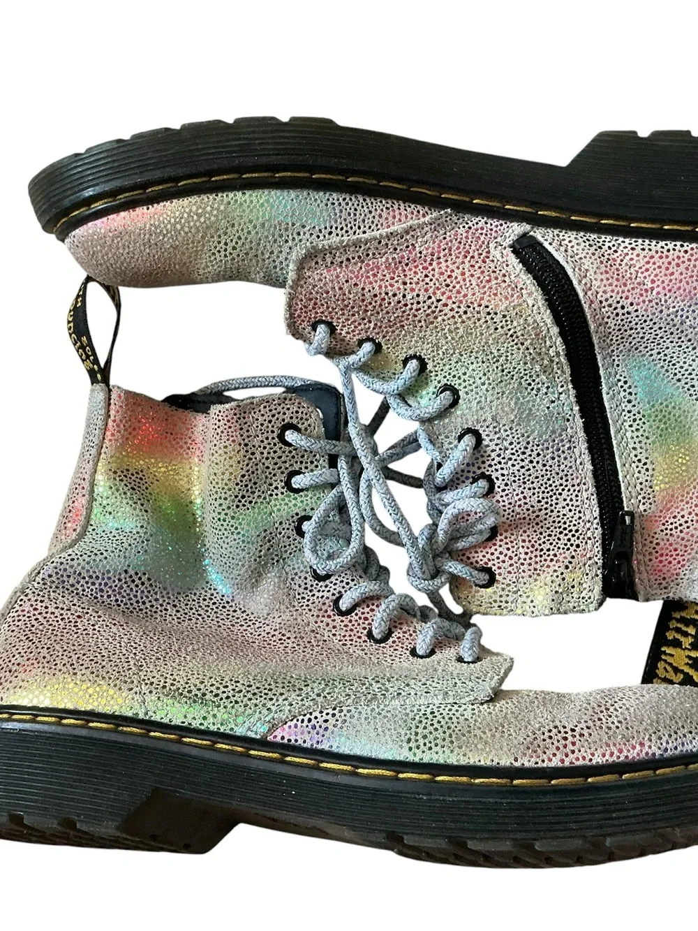 Dr Martens Pascal 1450 iridescent glitter booties size 5